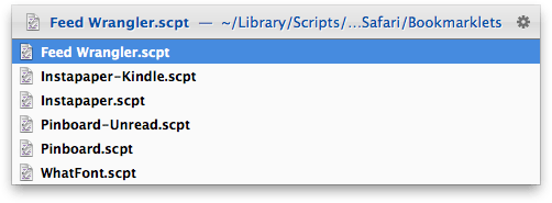 Launchbar’s list of my Safari bookmarklet scripts