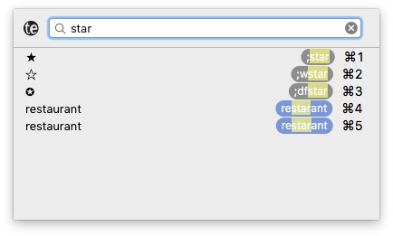 TextExpander’s inline search.