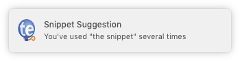 A TextExpander suggestion notification.